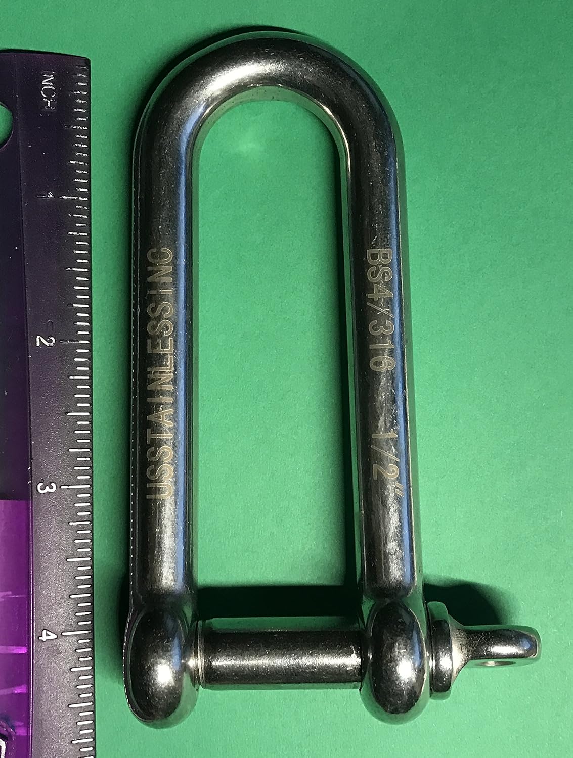 US STAINLESS Stainless Steel 316 Long D Shackle 5/16" (8mm) Marine Grade - Image 3