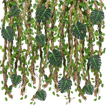 Jungle Theme Party Decoration Vine for Classroom Room Safari Rainforest Leaf with 98 ft Kraft Paper Artificial Ivy Greenery Garland Tropical Palm Leaf Indoor Back to School1 Set,Retro