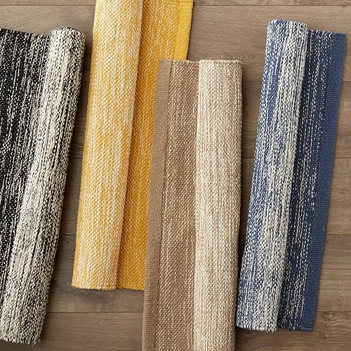 Miniatura 6 de DII Alfombra de algodón tejida, alfombras de área para cocina, dormitorio, baño o entrada, alfombra pequeña, 2 x 3, color negro degradado