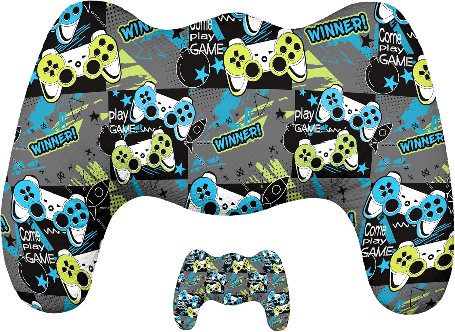Gaming Controller Shaped Plush Throw Pillow - Soft Game Throw Cushion for Sofa,Couch,Gaming Chair & Bed,Fun Gamer Room Decor,Unique Gift for Video Game Lovers (Green Game Controller)