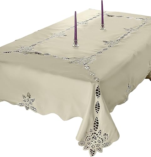 Violet Linen Betenburg - Mantel con diseño de encaje, color beige, 52 x 70 pulgadas, rectangular, rectangular