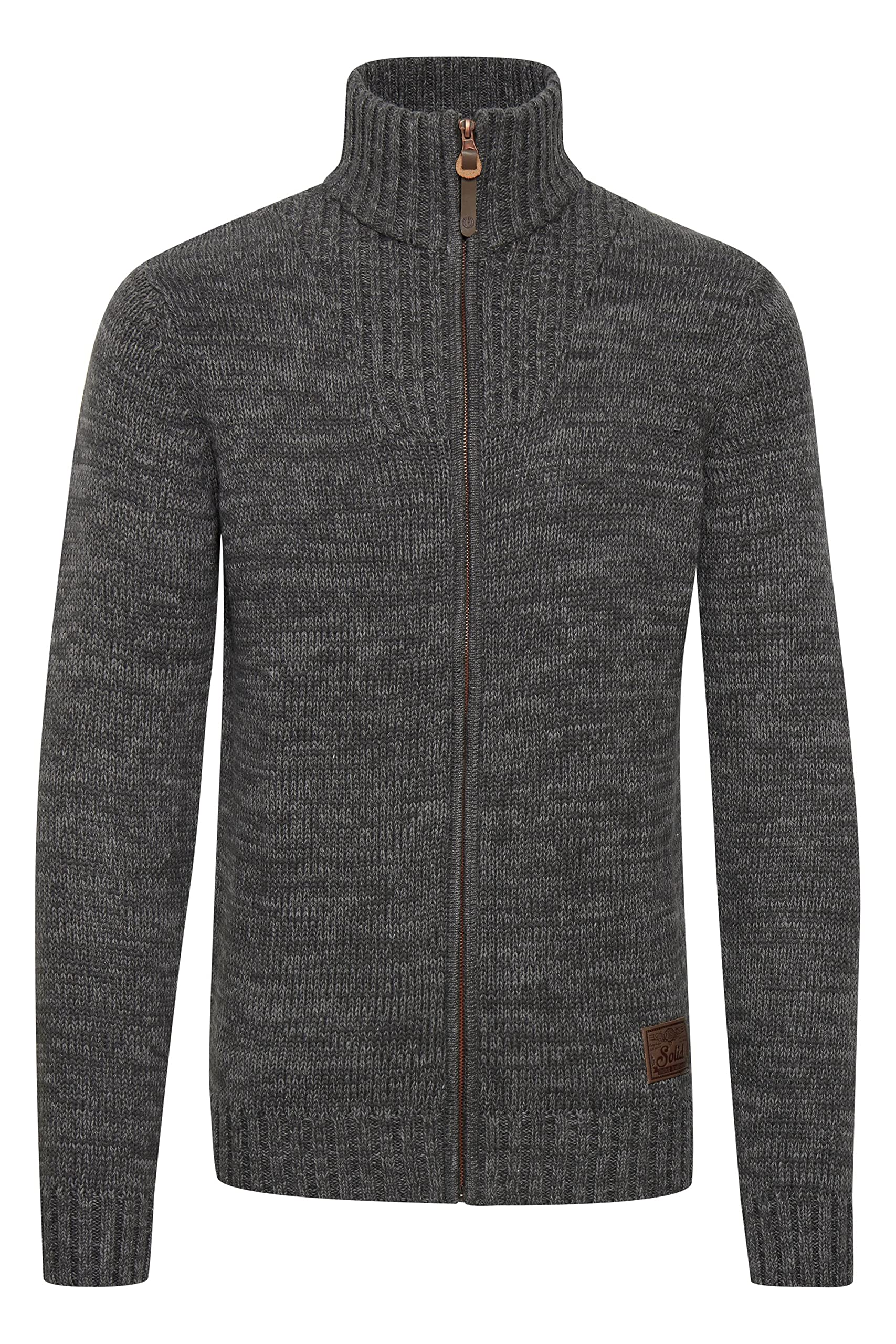 !Solid SDPomeroy Herren Strickjacke Cardigan Grobstrick Pullover mit Stehkragen Reißverschluss 100% Baumwolle Regular fit