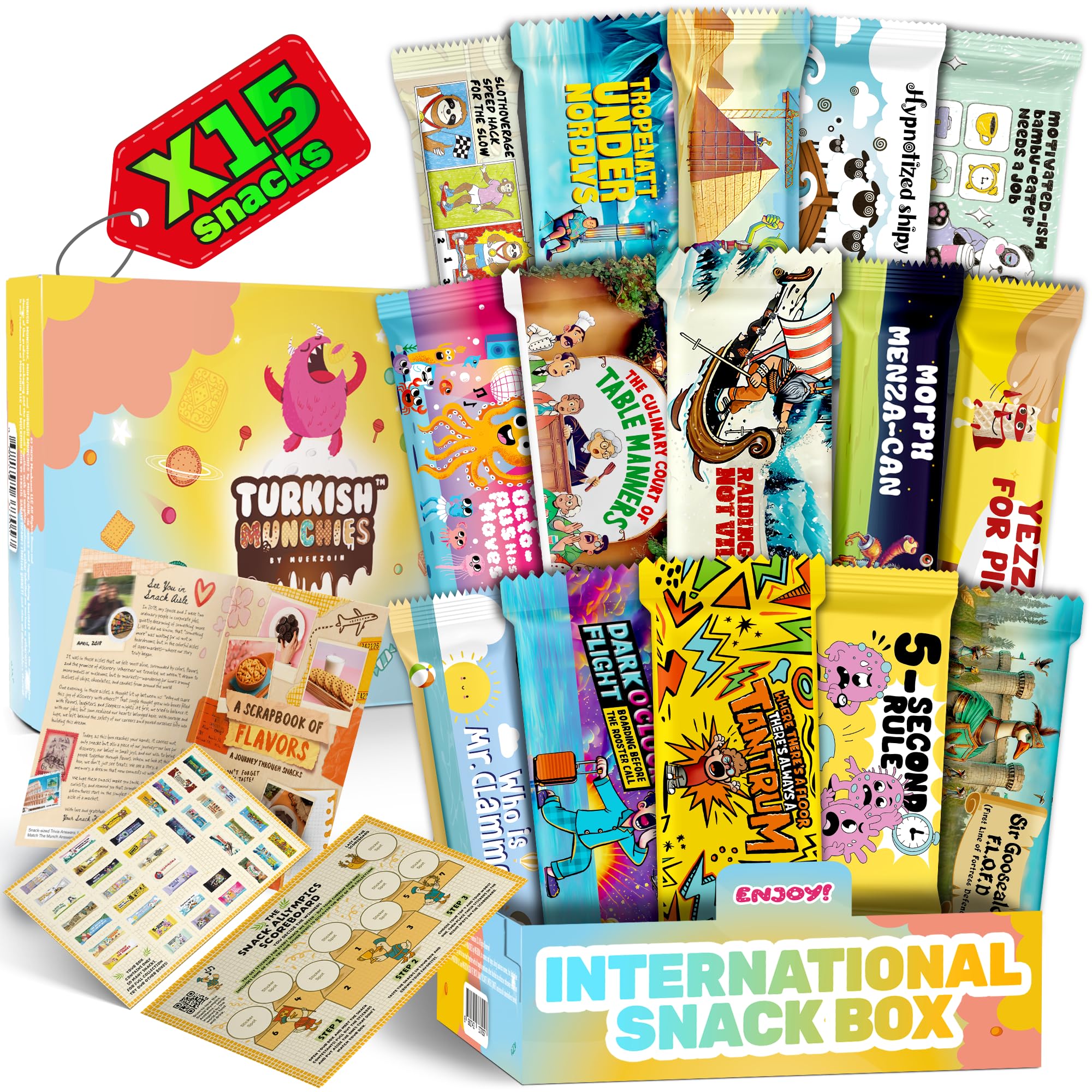 International Food Hamper | Premium Exotic Foreign Foods | Unique Hampers & Gourmet Gift for Men and Women | American Alike Retro Turkish Foods | Full-Size + Bonus Snacks