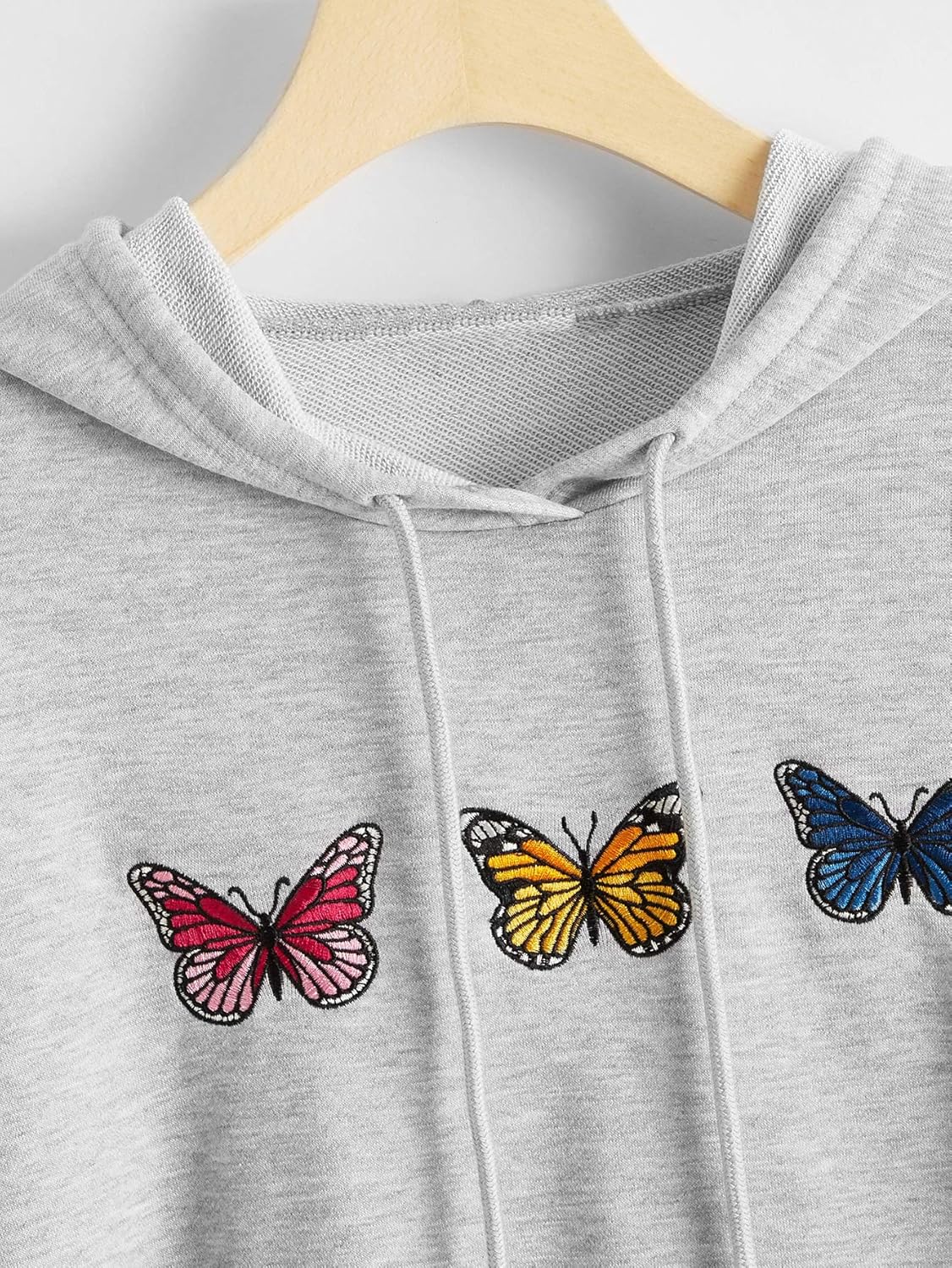 SweatyRocks Sweatshirt Women's Pullover Sweatshirt Butterfly Print Hoodie Grey Butterfly Small