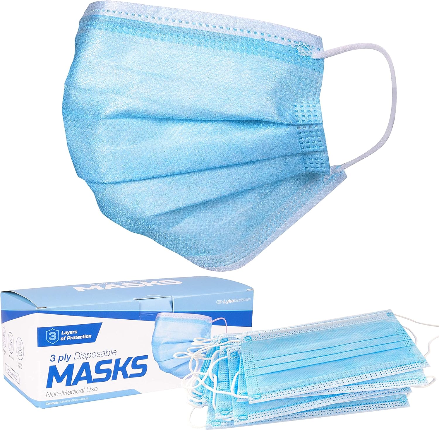 Face Mask Blue Face Masks Disposable 99 PFE, Face Mask OIG Brands Medical Grade