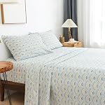 California King Bed Sheets Set 4PC -Light Grey Paisley Collection Soft Warm 1800 Thread Count Brushed Printed 8 8-17“Deep Pocket Bed and Pillowcase Sheet, Machine Washable Patterned Single Bedding