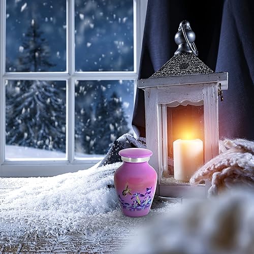 Miniatura 6 de Pequeña urna de cremación de recuerdo con estuche de terciopelo, elige entre colores únicos, mini token de metal para compartir cenizas humanas o