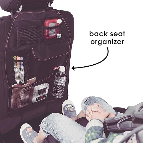 Miniatura 3 de Diono Stow 'n Go Organizador de asiento trasero de automóvil para niños, protector de asiento trasero de colchoneta de patada, con 7 bolsillos de