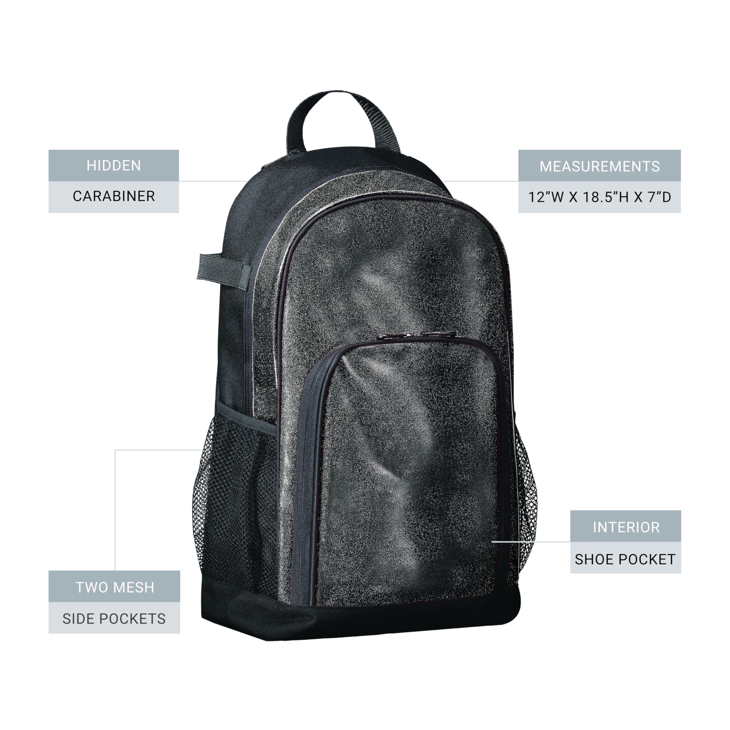Augusta Sportswear Backpack, Black Glitter/Black, One Size