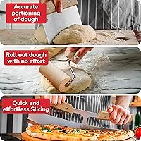 Vista 4 de Premium Pizza Oven Accessories Kit - 6-Piece Set for Home Pizza Making: Includes Pizza Peel, Oven Brush, Bubble Popper Turner, Rocker Cutter, Dough