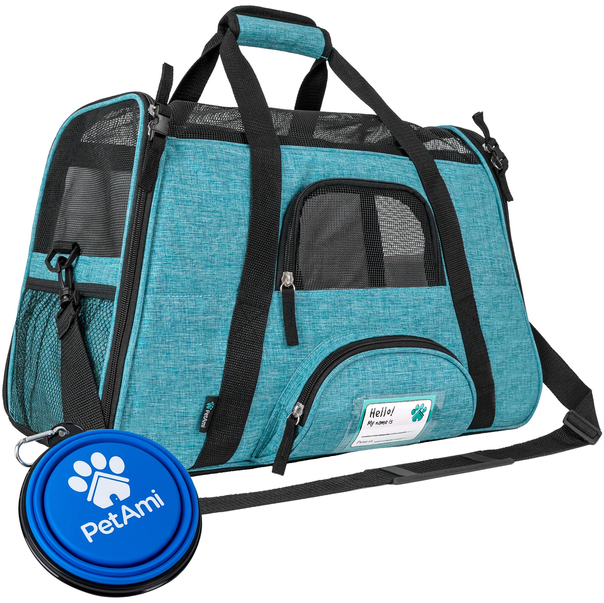 PetAmi Airline Approved Pet Carrier for Cat, Soft Sided Dog Carrier for Small Dog, Cat Travel Supplies Accessories Indoor Cat, Ventilated Pet Carrying Bag Medium Large Kitten Puppy, Large Heather Blue