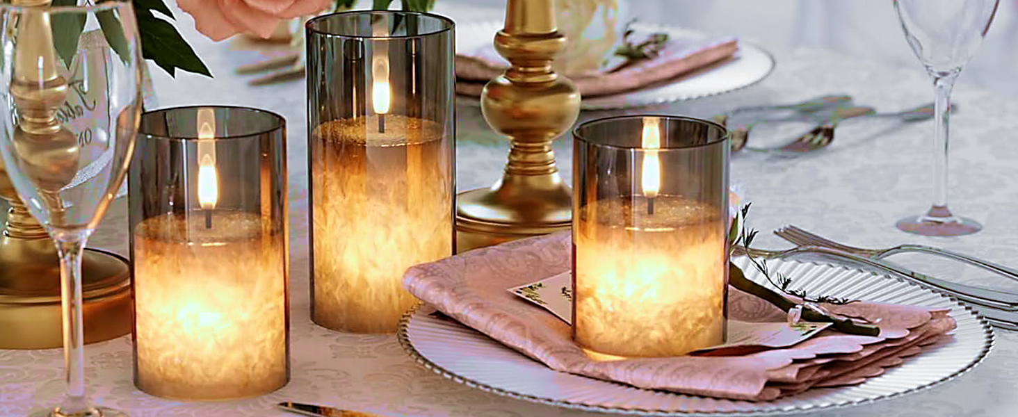 Candele LED Senza Fiamma In Vera Cera Ricaricabili | Set Da 3 Con Telecomando E Timer | Fiamma Oscillante Realistica Per Atmosfera Calda - 3