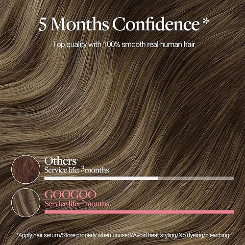 Miniatura 4 de GOO GOO - Extensiones de cabello humano natural y real con clip, cabello Remy para mujer, 14 pulgadas, 4.23 onzas (120 g), 7 unidades, balayage