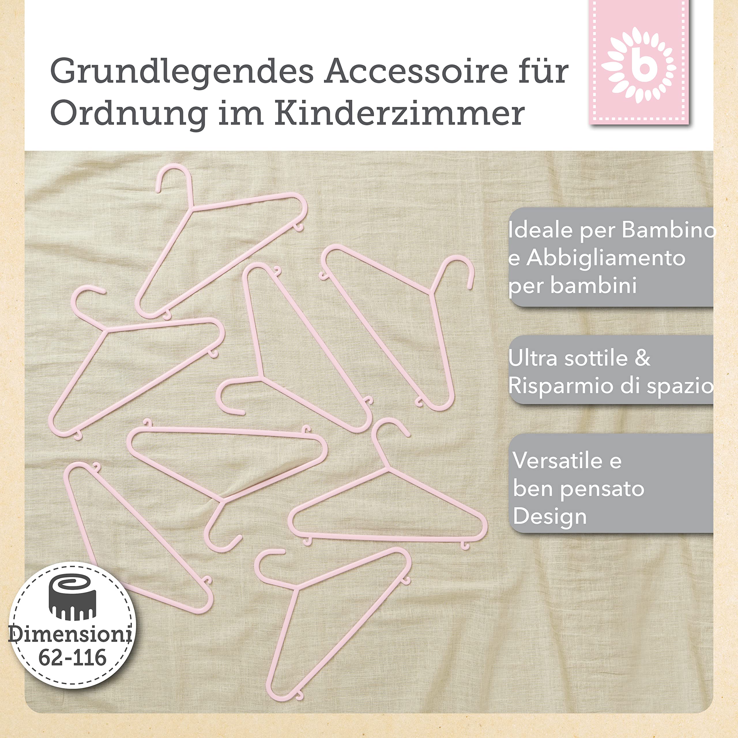 Bieco 04014150 Set di 8 Grucce Appendiabiti per Bambini, 29,5 x 18 x4,16, Nero