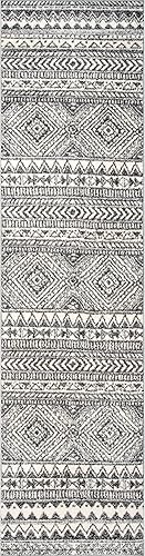 Miniatura 3 de nuLOOM Alfombra de pasillo tribal de transición Becky, 2 x 6 pies, gris oscuro