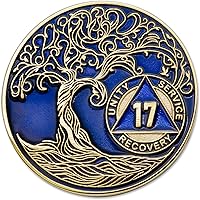 Vista 239 de Medallón AA de 5 años – Árbol de la Vida trenzado chapado en oro AA Chip de recuperación – morado