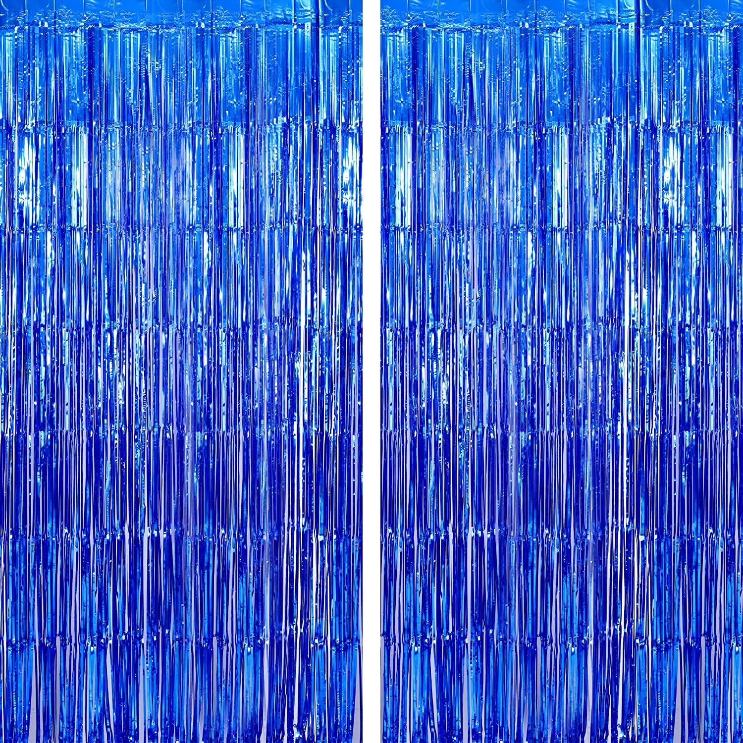 LA FIESTA Foil Curtain Blue/Foil Fringe Curtain/Party Decorations/Blue Fringe Curtain/Blue Foil Fringe Streamers for Blue Party Decorations/Blue Tinsel Backdrop for Birthday, Baby Shower (SET OF 1)