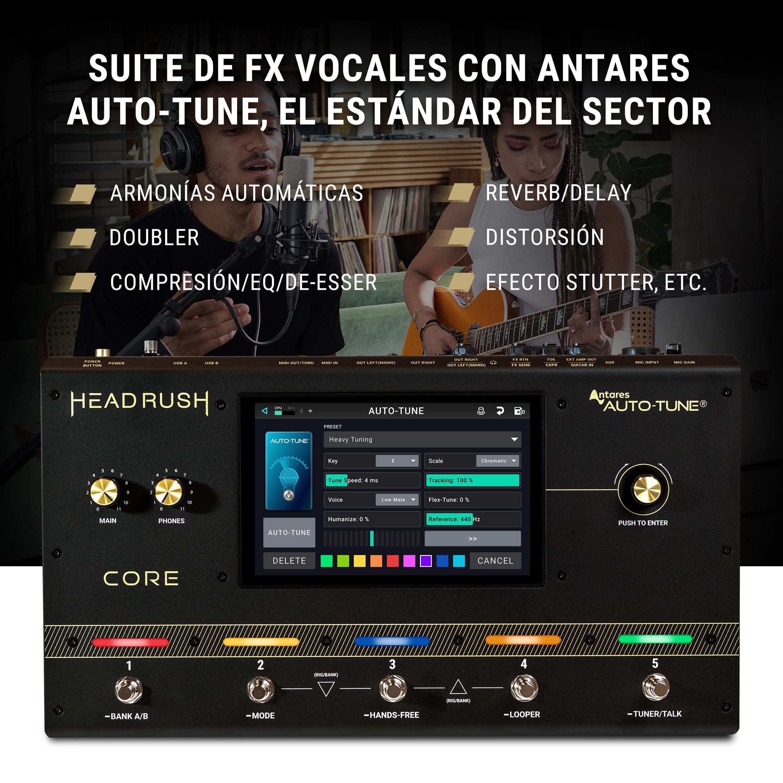 HeadRush Core y FRFR108 MK2 - Procesador de modelado de amplis de FX para guitarra y voz, y 8-inch Ampli para Guitarra/Bajo 2000W, con Bluetooth