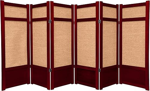 Pantalla Shoji corta de yute baja de 4 pies - 6 paneles - Palisandro