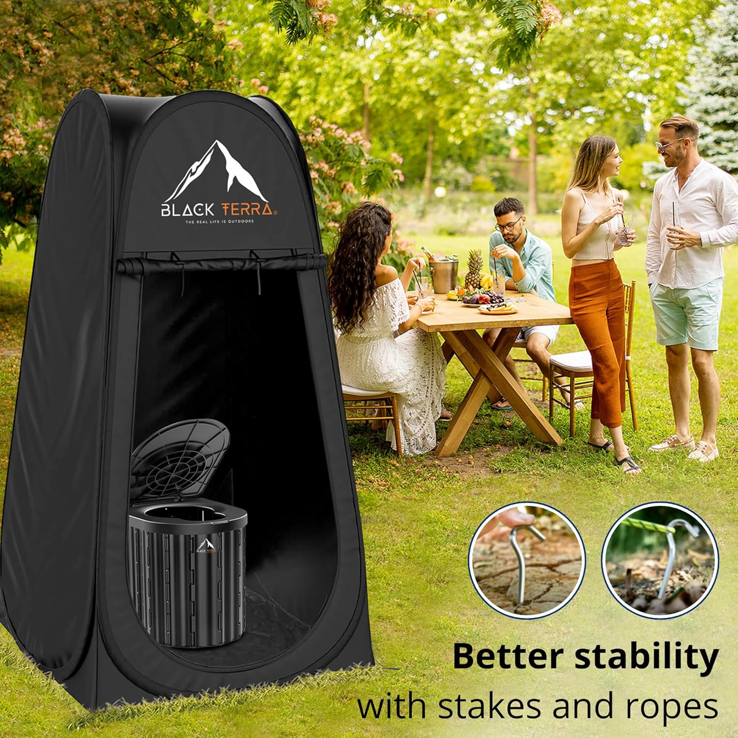 BlackTerra Portable Toilet for Adults - Portable Toilet for Camping Privacy Outdoor Bathroom Tent XL Portable Toilet Set for Adults