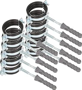 Rohrschellen 50mm 12 Stück Set - Edelstahl Rohrhalterung Mit Gummieinlage & Handschuhe