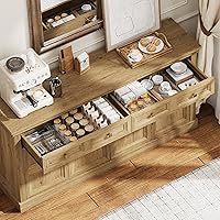 Vista 4 de ONBRILL 63 Inch Buffet Cabinet with Storage, Large Sideboard Credenza with Drawers, 4 Doors Storage Sideboards, Accent Kitchen Coffee Bar Cabinets