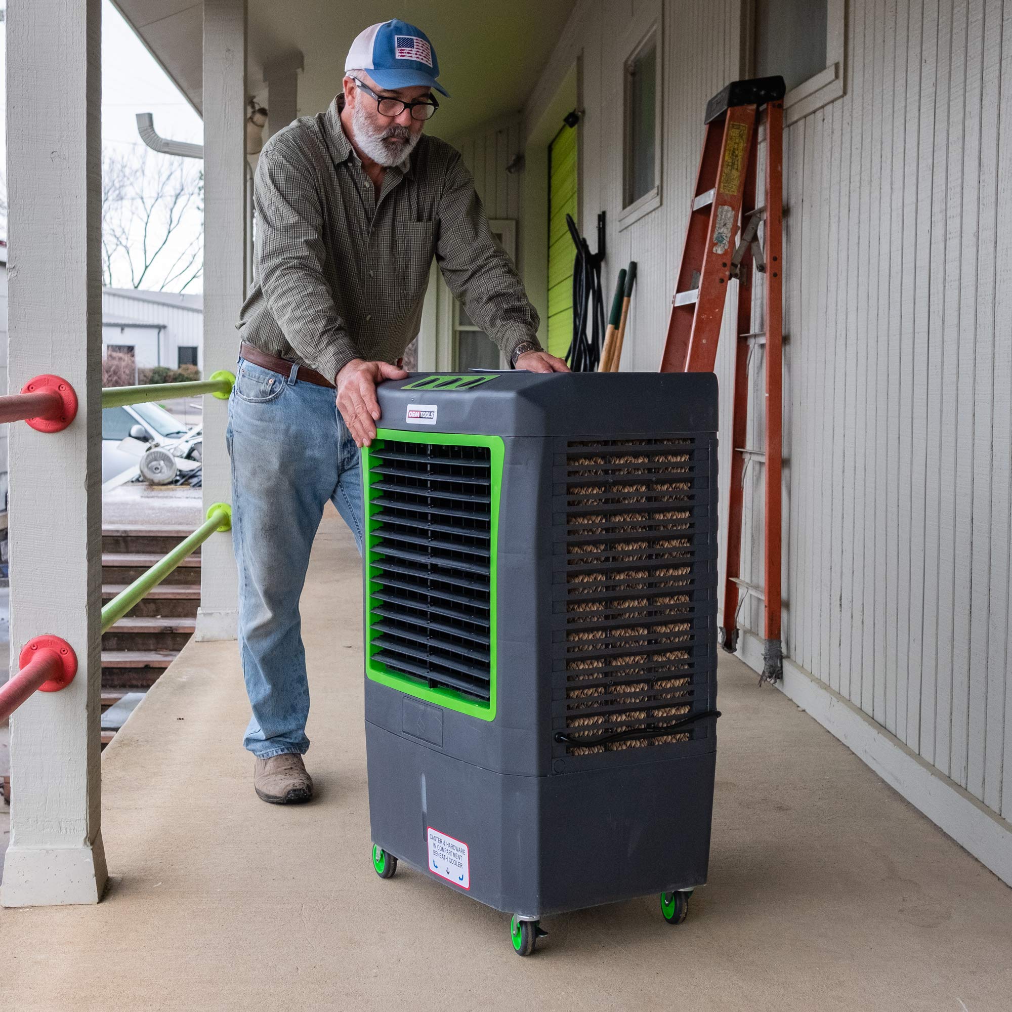 OEMTOOLS 23968 3Speed Evaporative Cooler, Green and Gray, Cools Up to