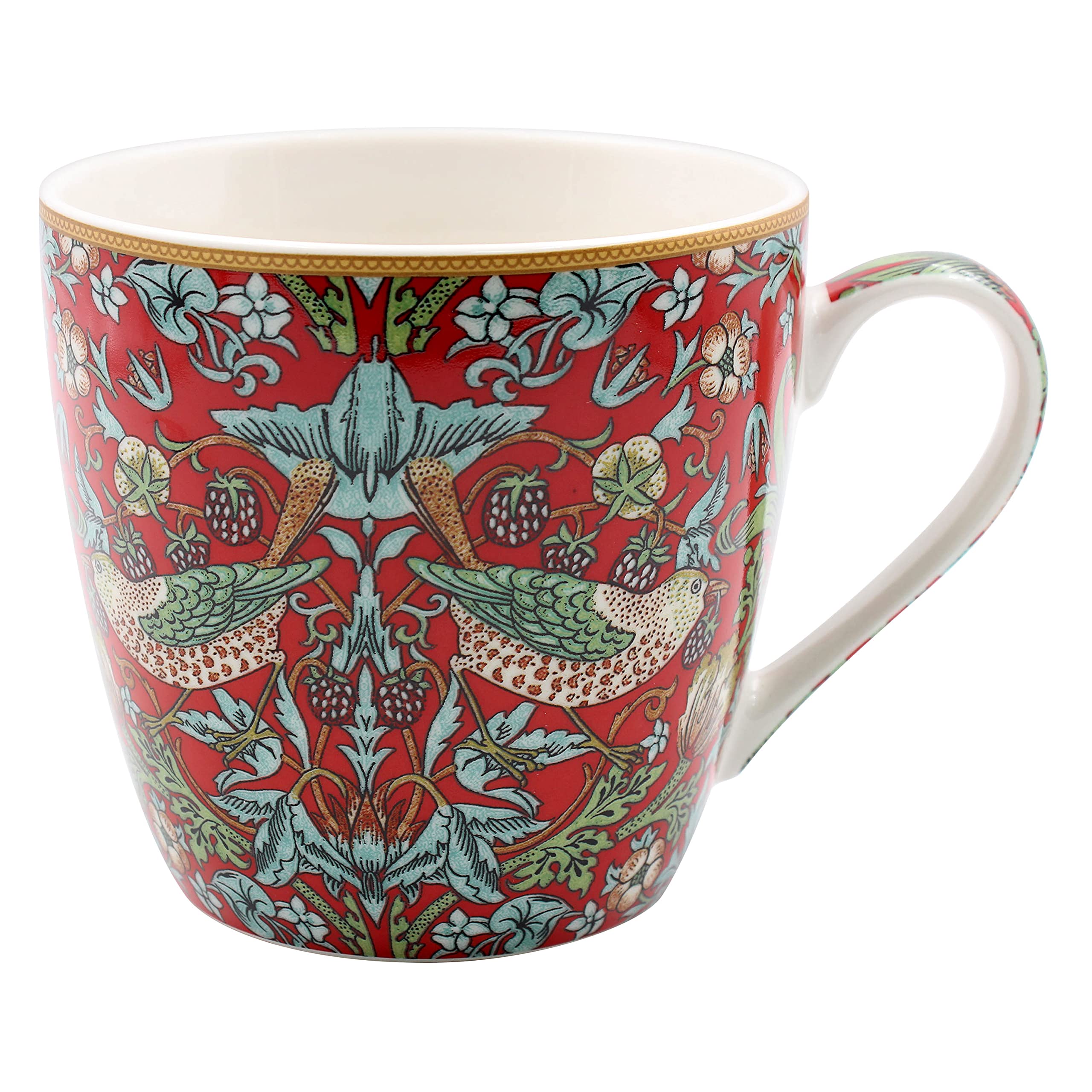 The Leonardo CollectionLP94917 Ceramic Breakfast Mug | Strawberry Thief design | 1 Pc, Red with pattern