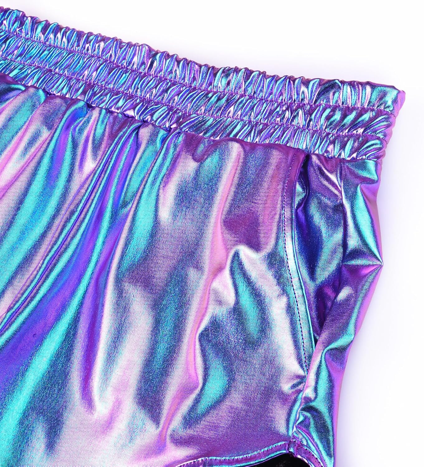 Mirawise Women's Metallic Shorts Summer Yoga Hot Shiny Sparkly Outfit Short Pants with Sunglasses