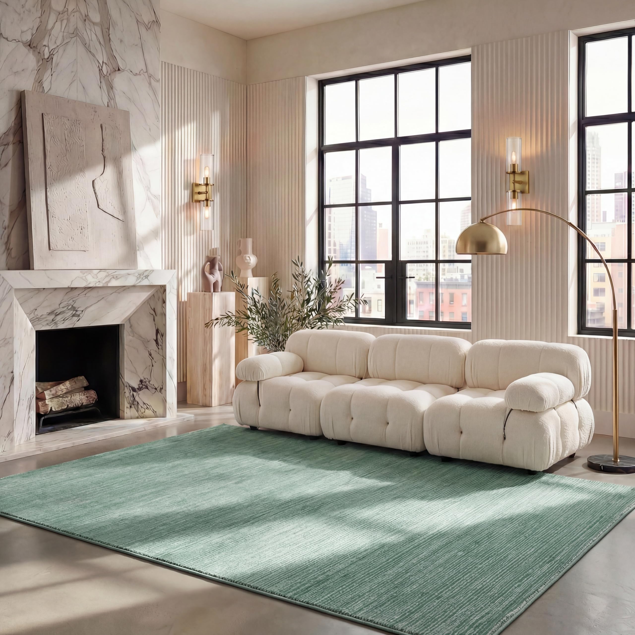 SAFAVIEH Vision Area Rug 6x8, Modern Striped Light Green VSN606X
