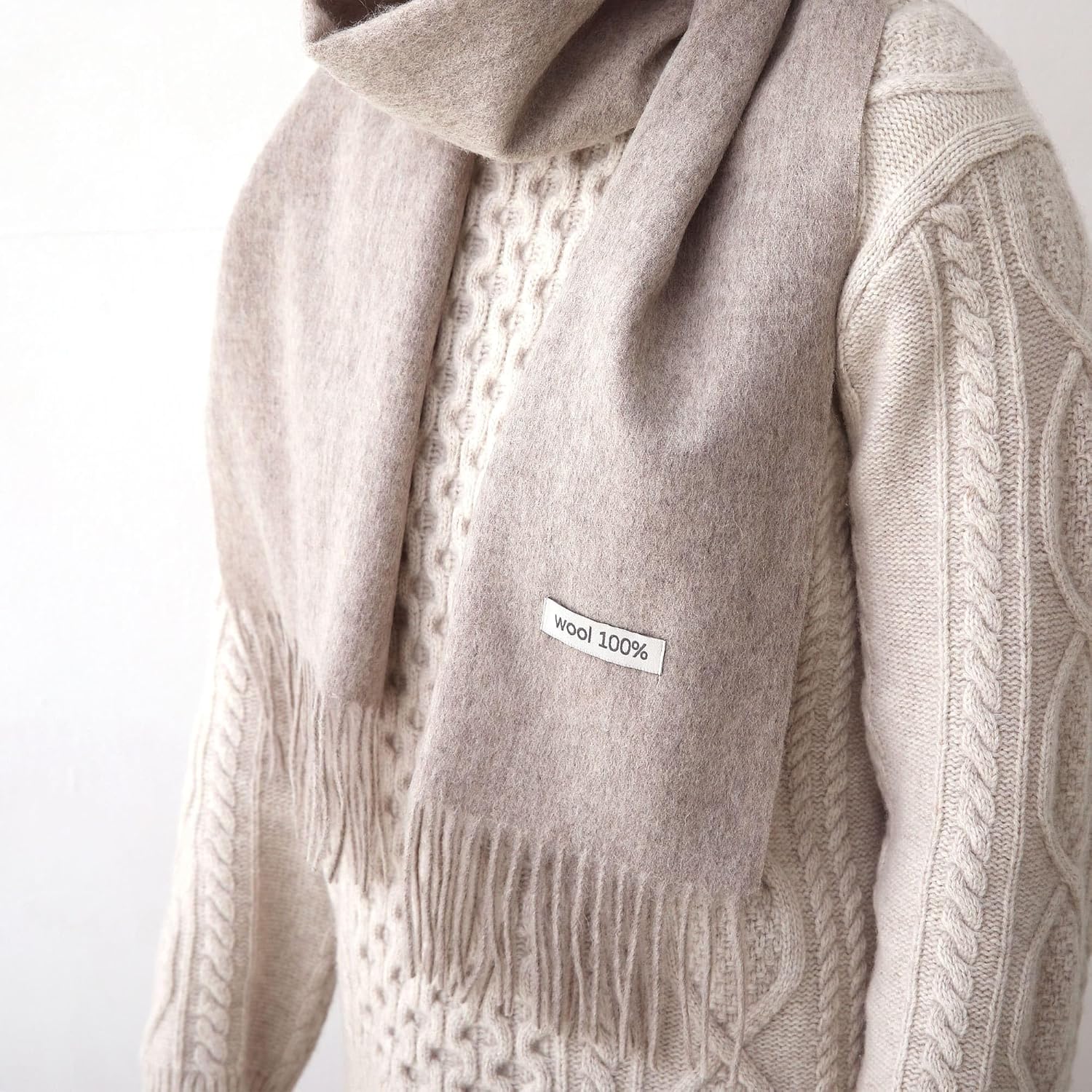 100% Wool Scarf - Men and Women Winter Warm Soft Luxurious Solid Colors Gift Box - Image 4