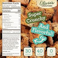 Vista 2 de Olivia's Crutones sin gluten para ensalada – Crutón crujiente de sopa de ajo – Hecho de pan artesanal sazonado de grano antiguo sin gluten – Sin