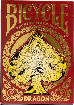 Bicycle Red Dragon Gold Foil Premium Playing Cards, 1 Deck