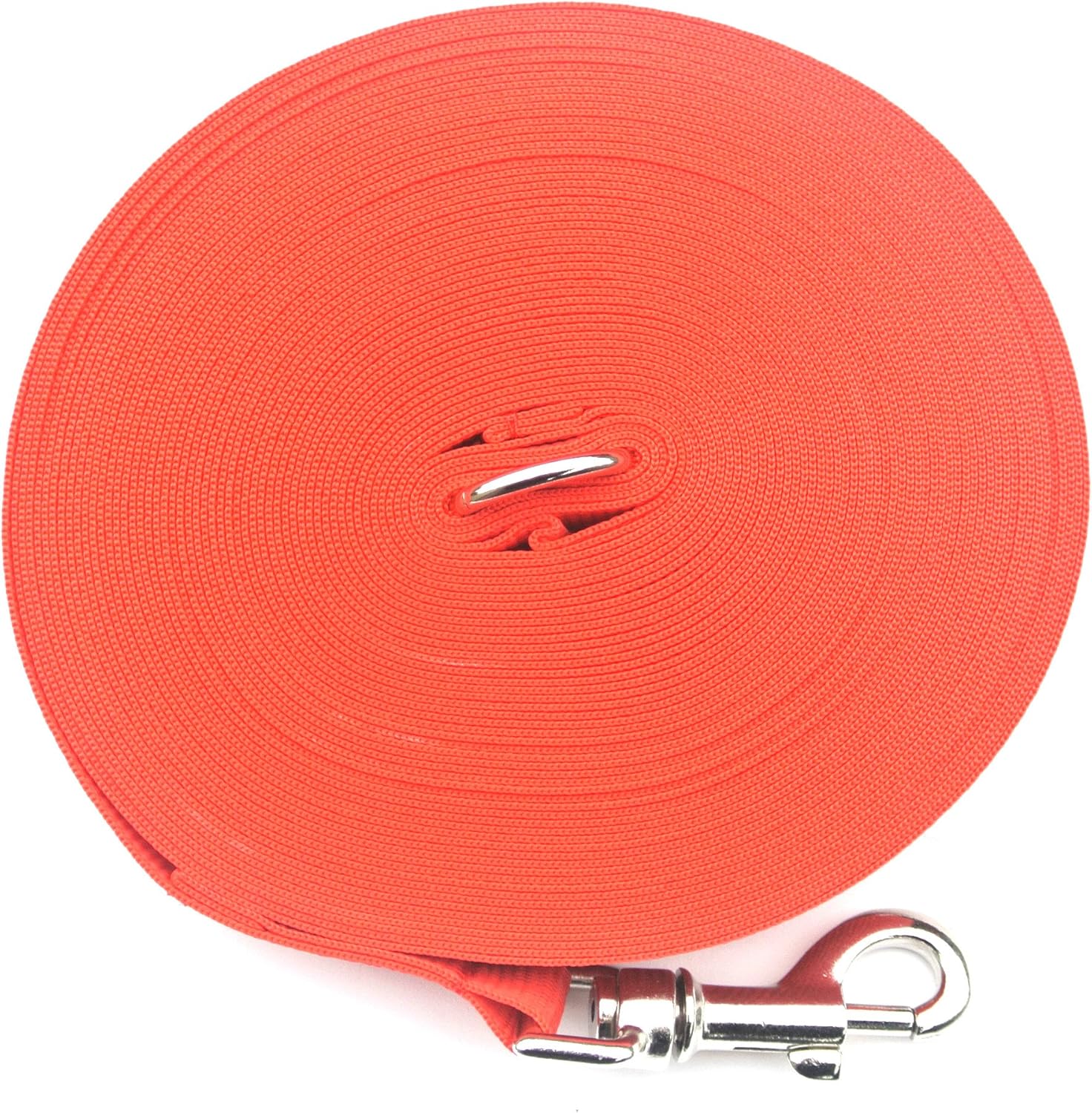 Product image of the orange Church standard line dog lead. A  long line for spaniel training
