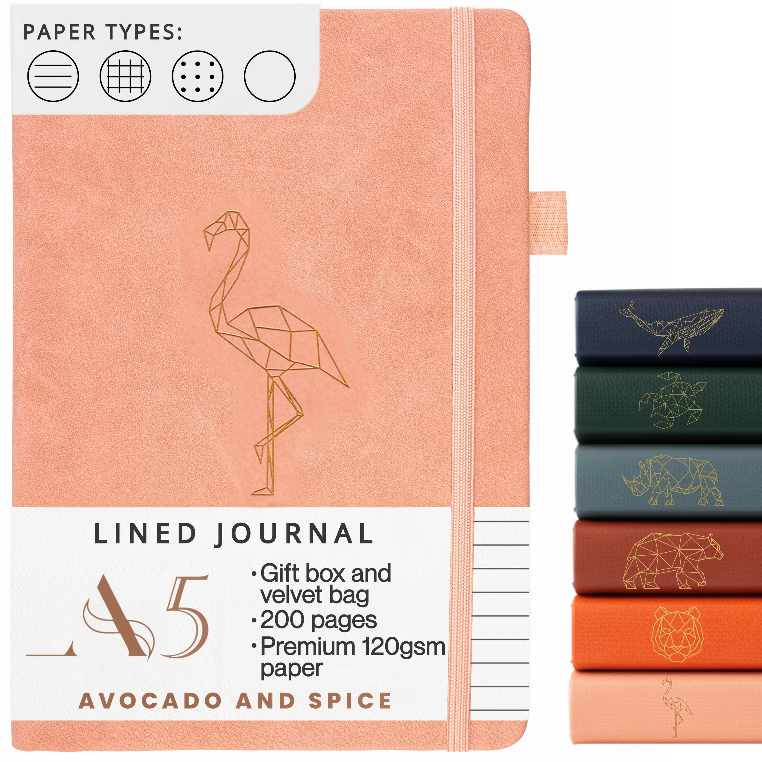 A5 Pink Notebook by Avocado and Spice® - Journals for Women - Cute Notebook Aesthetic Stationary Notebooks for Women - Aesthetic A5 Travel Journal - 200 Thick Pages (Pink, Lined)