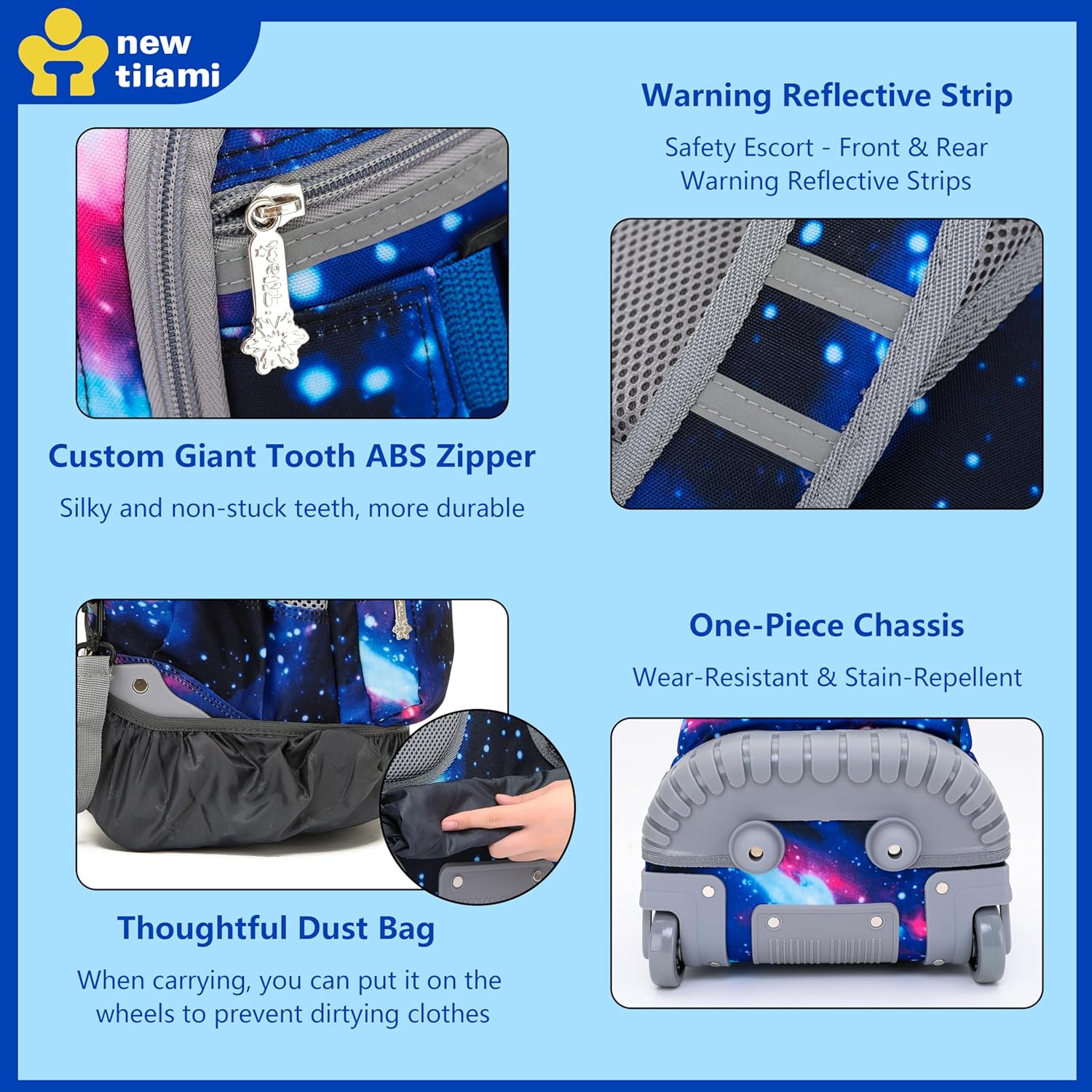 NEW TILAMI Rolling Backpack for Kids 18 Inch Wheeled Laptop Backpack Kids School Travel - Image 8