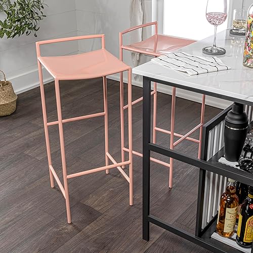 Miniatura 6 de JONATHAN Y BSL1004C Svelte - Taburete de bar de hierro contemporáneo costero de 30 pulgadas con respaldo bajo con reposapiés para el hogar, cocina,