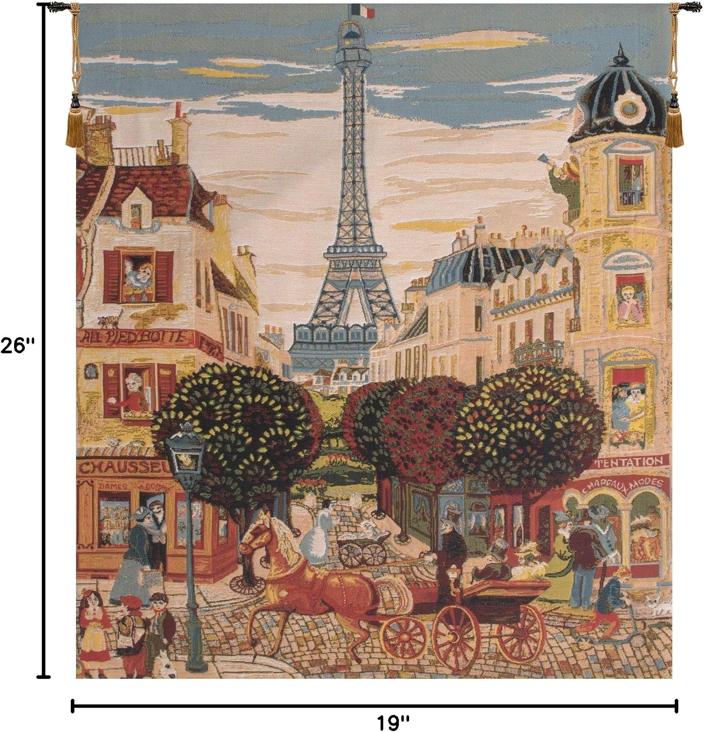 Eiffel Naif European Tapestry - 19 in. x 26 in. Cotton by Charlotte Home Furnishings