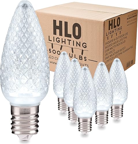 Miniatura 16 de HLO Lighting Juego de 25 bombillas LED de Navidad C9 de color blanco cálido para uso en interiores y exteriores | Bombilla de repuesto duradera Sol,