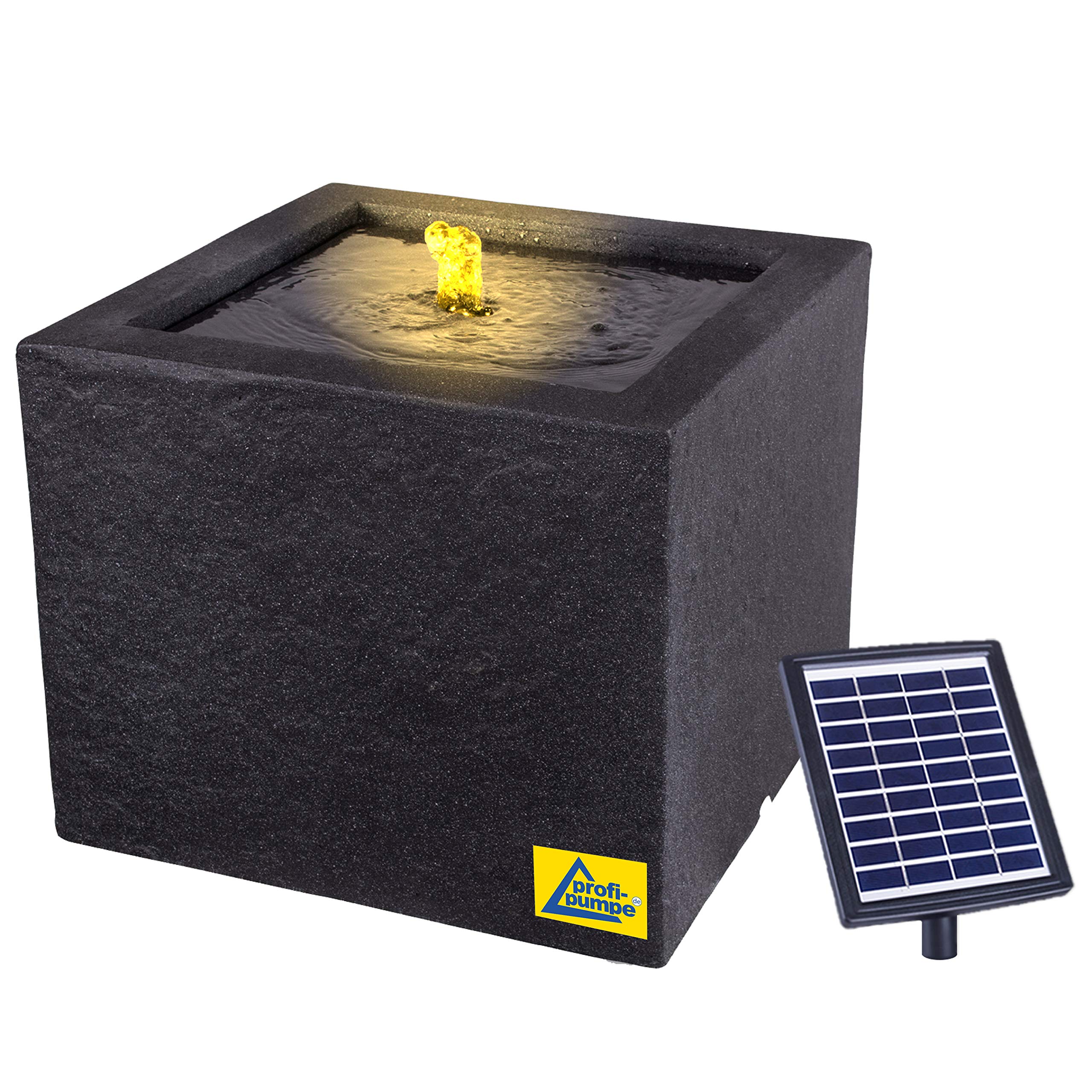 Solar Gartenbrunnen mit Pumpen-instant-Start-Funktion, Liion-Akku & Led-Licht für Terrasse, Balkon