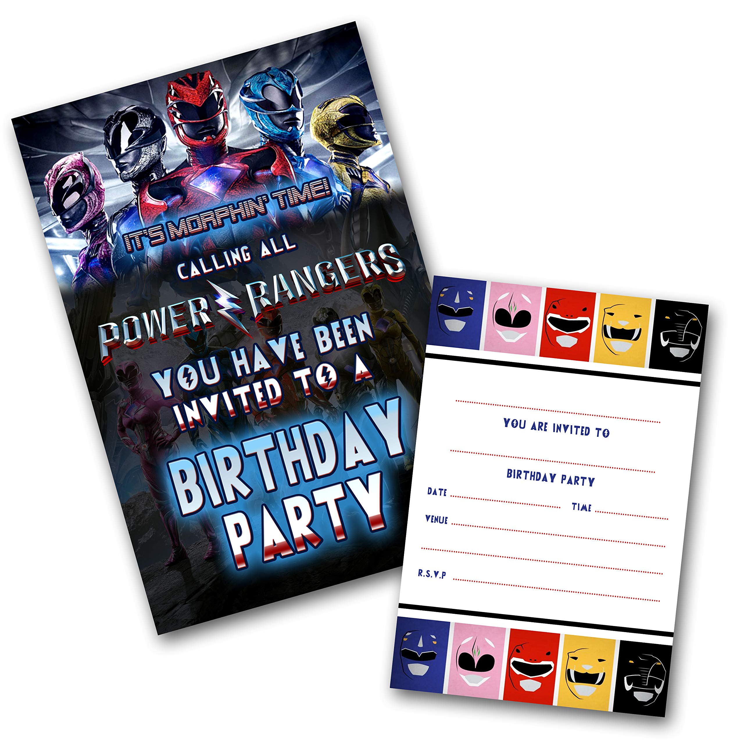 Power Rangers Party Invitations Pack & Envelopes (WRITE ON) Click customize for prices
