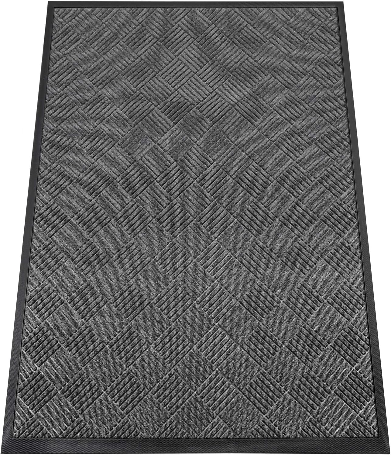 Indoor Outdoor Door Mat, 6’x 4' Doormat for Entryway, Rubber Backing Non Slip Front Door Mat Outside Entrance, Super Absorbent Commercial Floor Mat for Home Office, Gray
