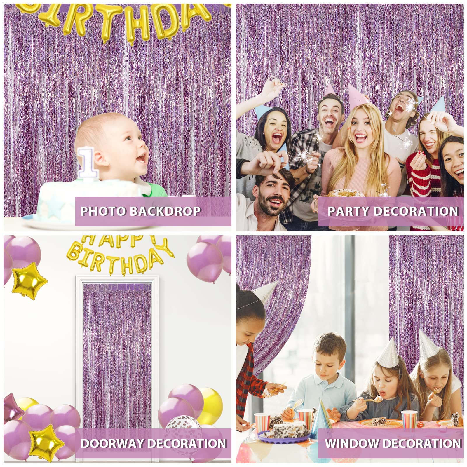Rosa Glitzer-Folienvorhang – 4-tlg. Set Für Pastell-Partys, Geburtstag & Babyshower