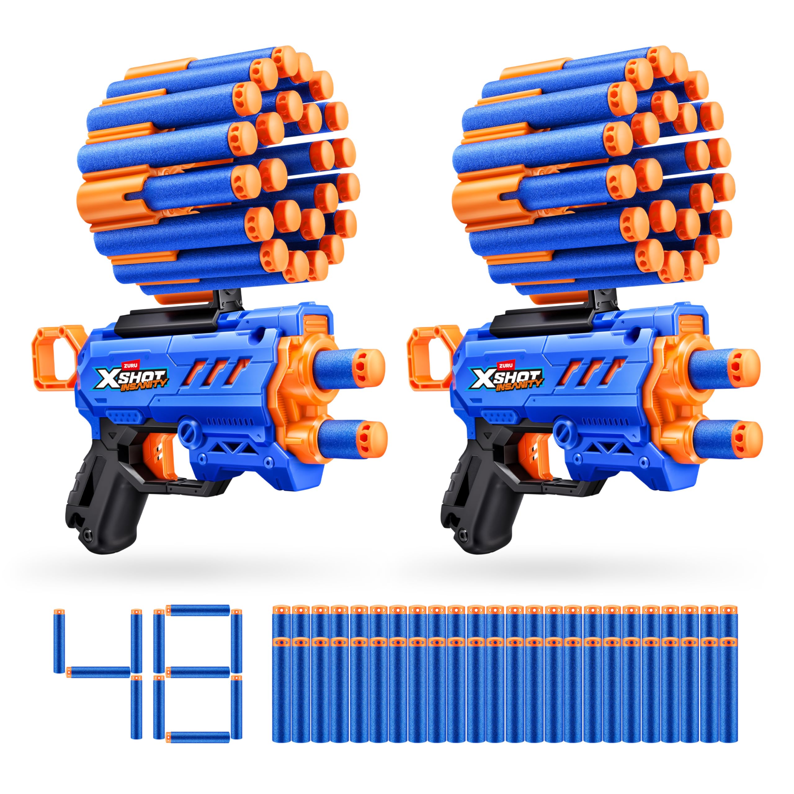 XSHOT Insanity Micro Blaster Dual Pack (2PK) by ZURU with 48 Air Pocket Technology Foam Darts and Dart Storage, Outdoor Toy for Boys and Girls, Teens and Adults aged 8+