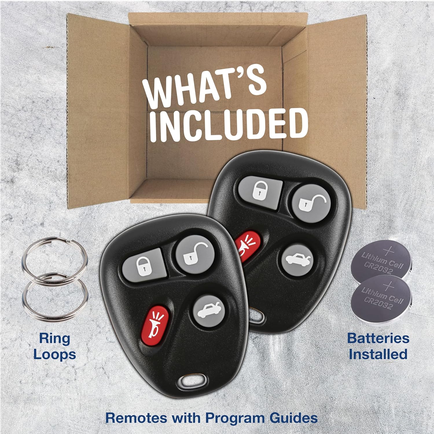 2X KeylessOption Key Fob Replacement Remote for 1999 2000 2001 2002 2003 2004 2005 Buick Cadillac Oldsmobile Pontiac, 4-Button 25665574, Locksmith Required