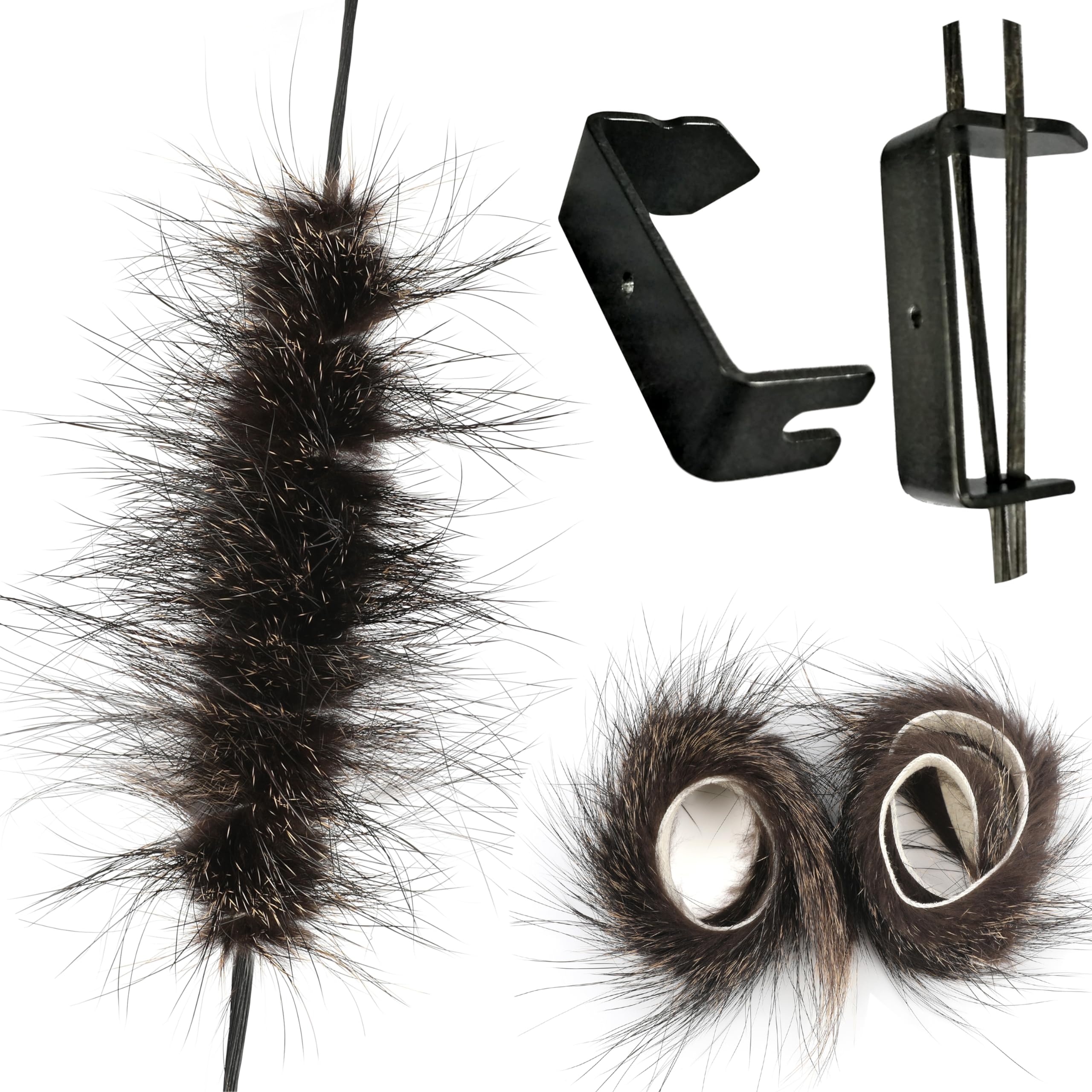 wolfman Archery Bow String Silencers Beaver Fur Reduce String Noise Dampeners Beaver Balls for Recurve & Longbow & Traditional Bow (1 Pair + 1 x String Separator)