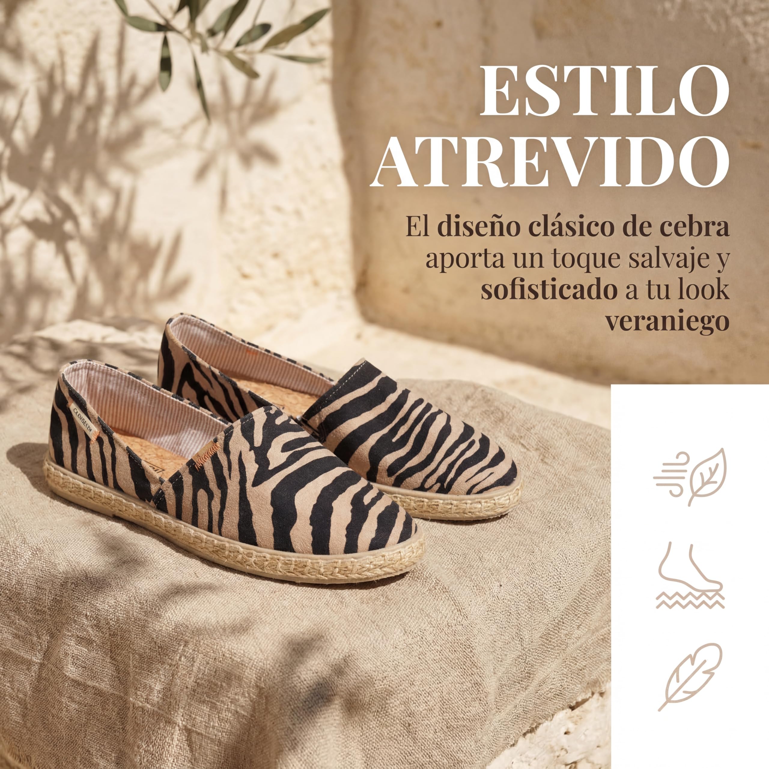 GLAMORA Alpargatas Mujer Esparto Lona Slip On Transpirables Ligeras Suela Yute Antideslizante Cómodas Textil Plana Plantilla Confort Flexible Tejido Elástico Ajuste Ligero