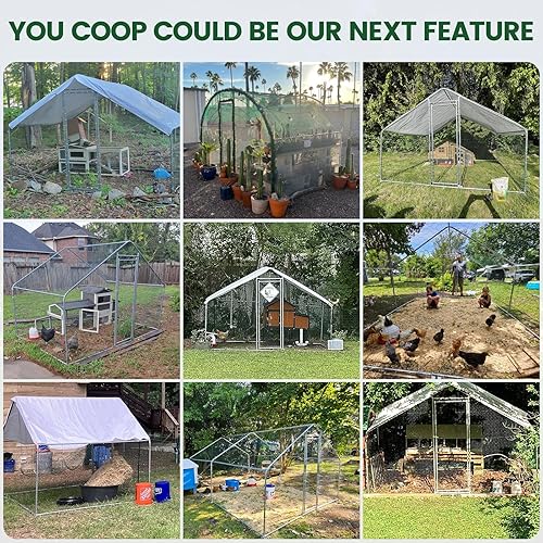 Miniatura 8 de Gallinero de metal grande con paño de corral de pollo y hardware, luz solar, cubierta impermeable y resistente a los rayos UV, jaula para aves de