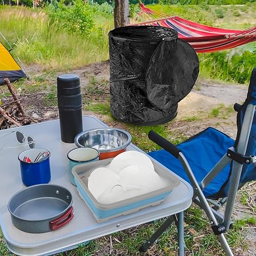 Miniatura 24 de Wakeman Outdoors, bote de basura plegable con tapa de apertura rápida y cierre (33 galones). Ideal para reciclaje, campamentos y más. Color verde