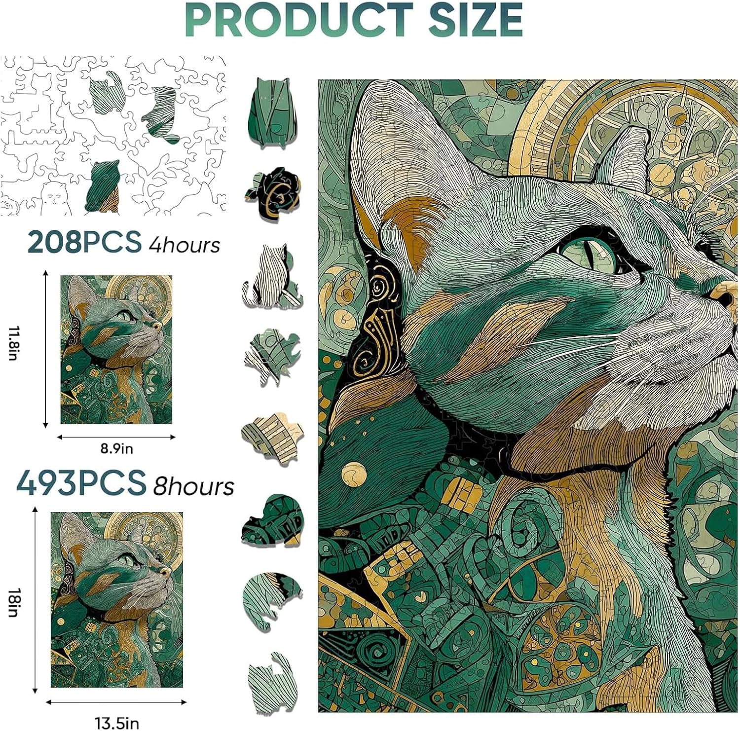 Mocfesk Wooden Puzzles for Adults, Cat Puzzles 208 Pieces image 3